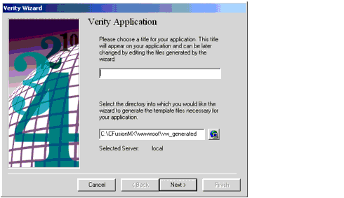 The Verity Application window of the Verity Wizard.